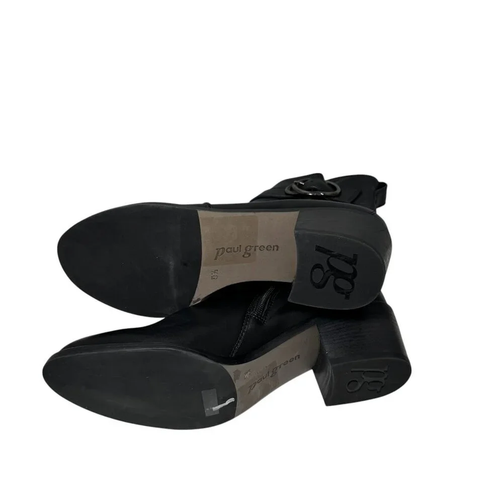 Paul Green Vanessa Womens 8 Black Leather Moto Ankle Bootie‎ Buckle NEW $559